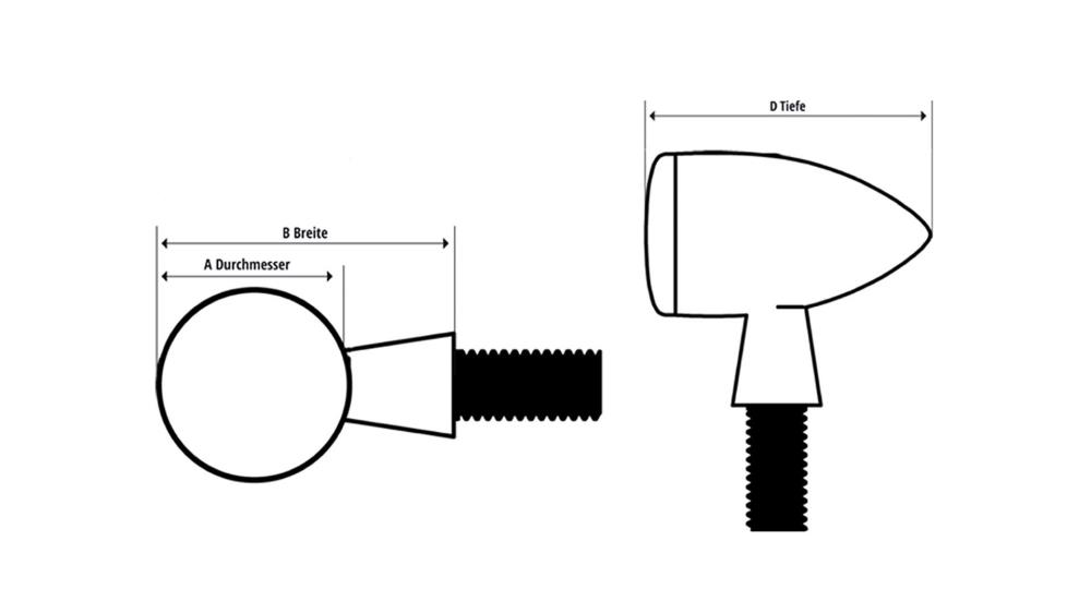 Set di indicatori di direzione Highway Hawk (2 pezzi) "APOLLO CLASSIC" combinazione di luce posteriore, luce del freno e indicatore di direzione in nero con marchio E - con filettatura M8