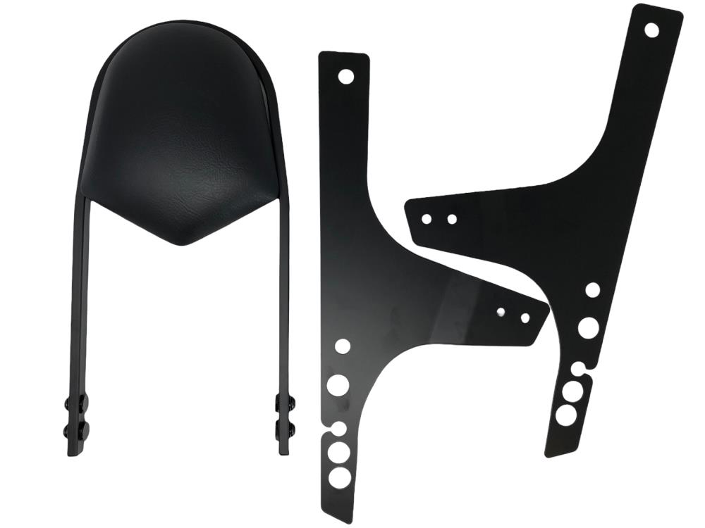Highway Hawk Sissy Bar "Wide" for Harley Davidson FXDF Fat Bob - FXDWG Wide glide - average height from fender 400 mm high in black - complete with brackets