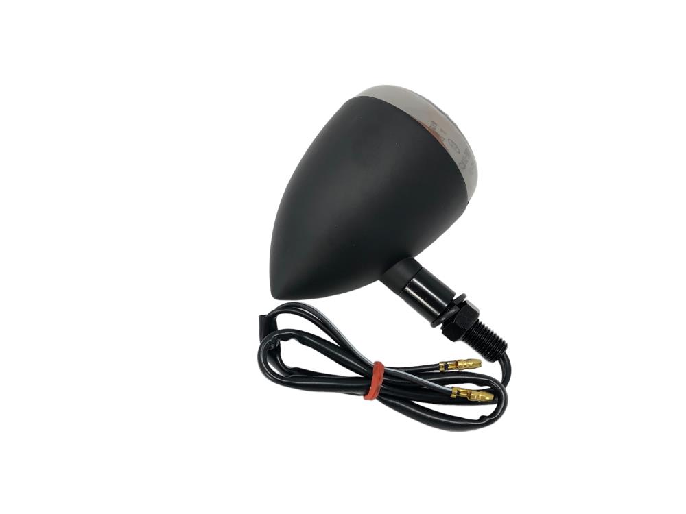 Highway Hawk Turn signal "HD-Style" black E-mark 12V21W White lens/ Amber bulb M8 mounting (1 Pc)