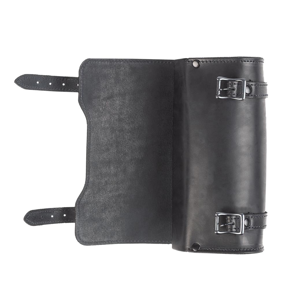 Ledrie motorcycle tool bag "Square" leather black with buckles W = 26cm D = 11cm H = 12cm 3 liters (1 piece)