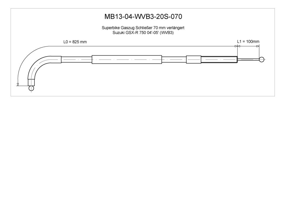 Burchard Excellence Superbike idle cable B "closer" +7.0cm extended black Suzuki GSX-R 750 04-05