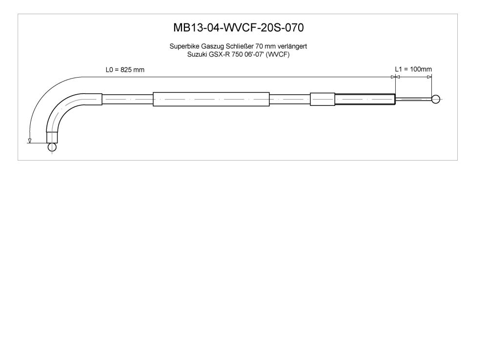 Burchard Excellence Superbike cable del acelerador B "más cerca" +7.0cm extendido negro Suzuki GSX-R 750 06-07