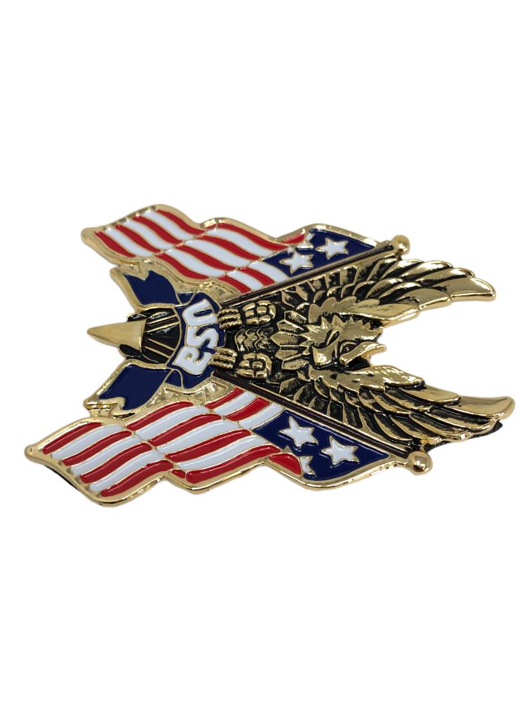 Highway Hawk emblema "Eagle USA flag" en oro 9 cm para pegar en