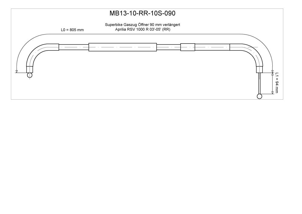 Burchard Excellence Superbike cable del acelerador A "abridor" +9.0cm extendido negro Aprilia RVS 1000 R 04-05