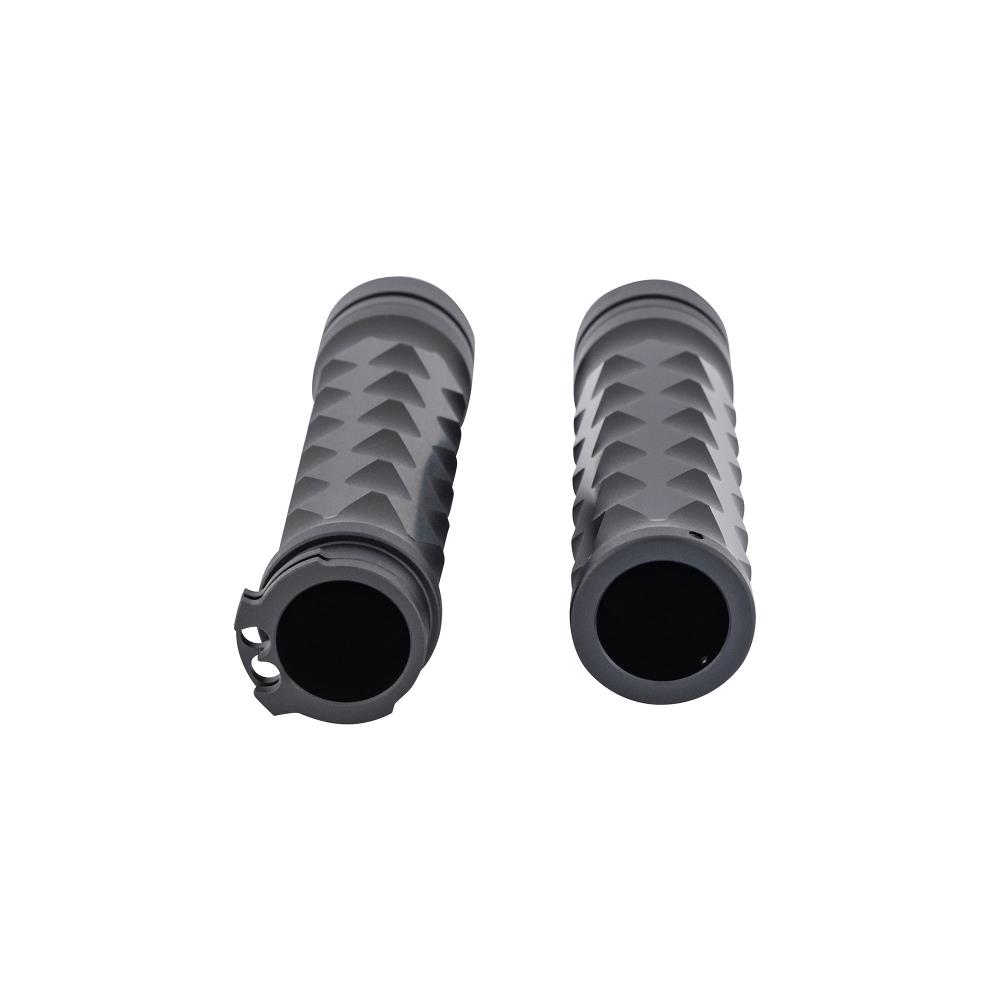 Highway Hawk Handgrips "Diamonds black" for 1" (25,40 mm) handlebars with throttle assembly - with removable end-caps