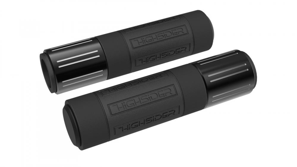 Highway Hawk Handgrips "CONERO"  black for 7/8 " (22mm) handlebars with removable Endcap