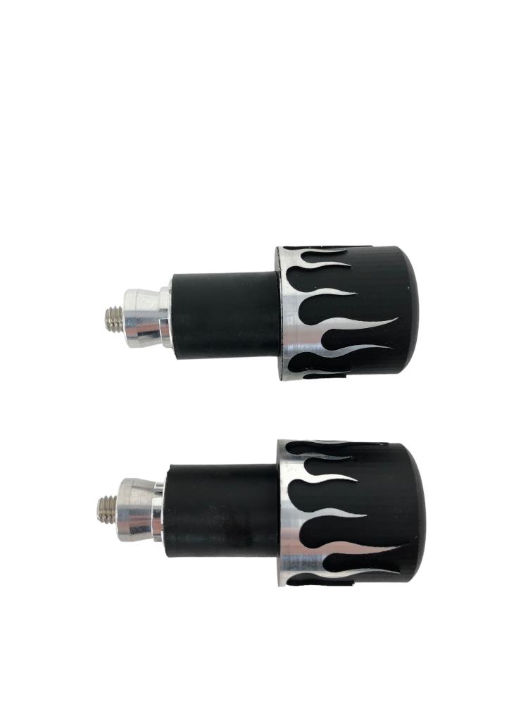 Highway Hawk handlebar bar ends dull black with flames for 25 mm (1'') handlebar (2 pieces)