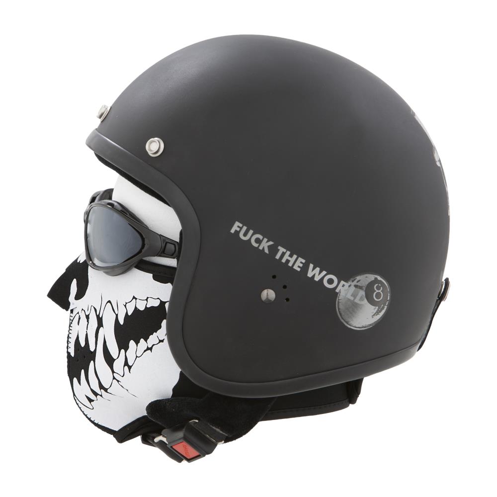 Highway Hawk Masque de motard "Crâne avec crocs"Masque de motard "Crâne avec crocs"Masque de motard moderne et élégant au design "Crâne avec crocs"Avec ce masque, vous protégez votre visage de manière optimale lorsque vous roulez.
