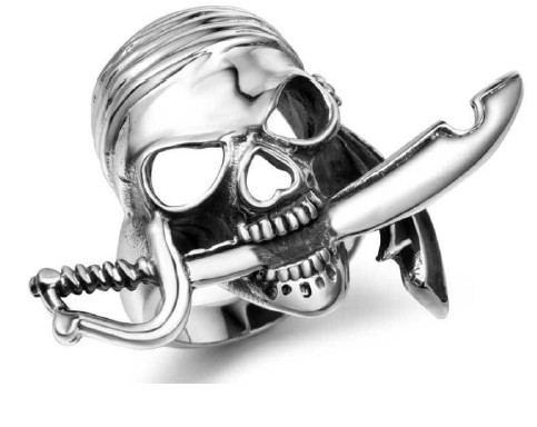 Ring "Skull Pirate with Sword" / Size 09 (D=18,9mm) / Silver