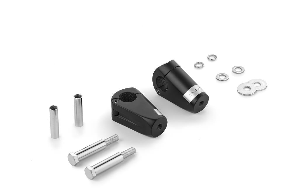 Highway Hawk Riser black "Spartican 65 mm" With reducing sleeves for use on triple clamps of 10, 12mm and 14mm bushings TÜV