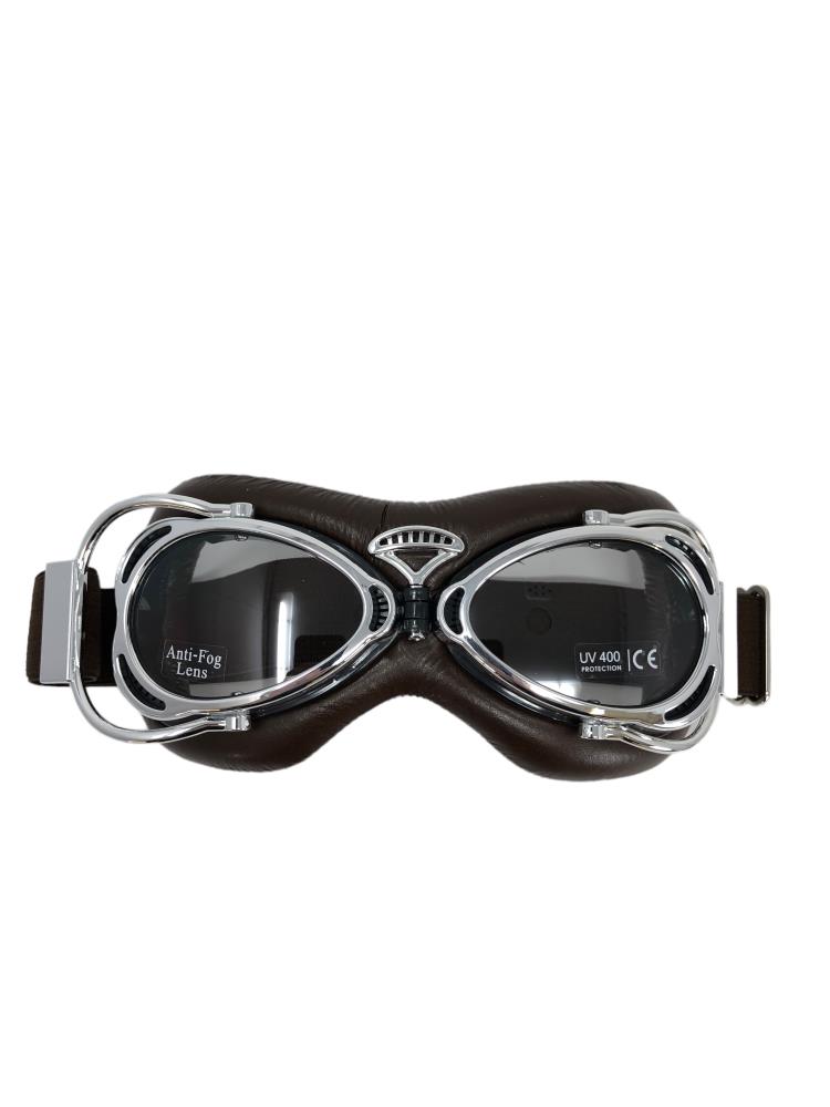 Highway Hawk Motorcycle glasses/ sunglasses "Dakota" brown with chrome frame