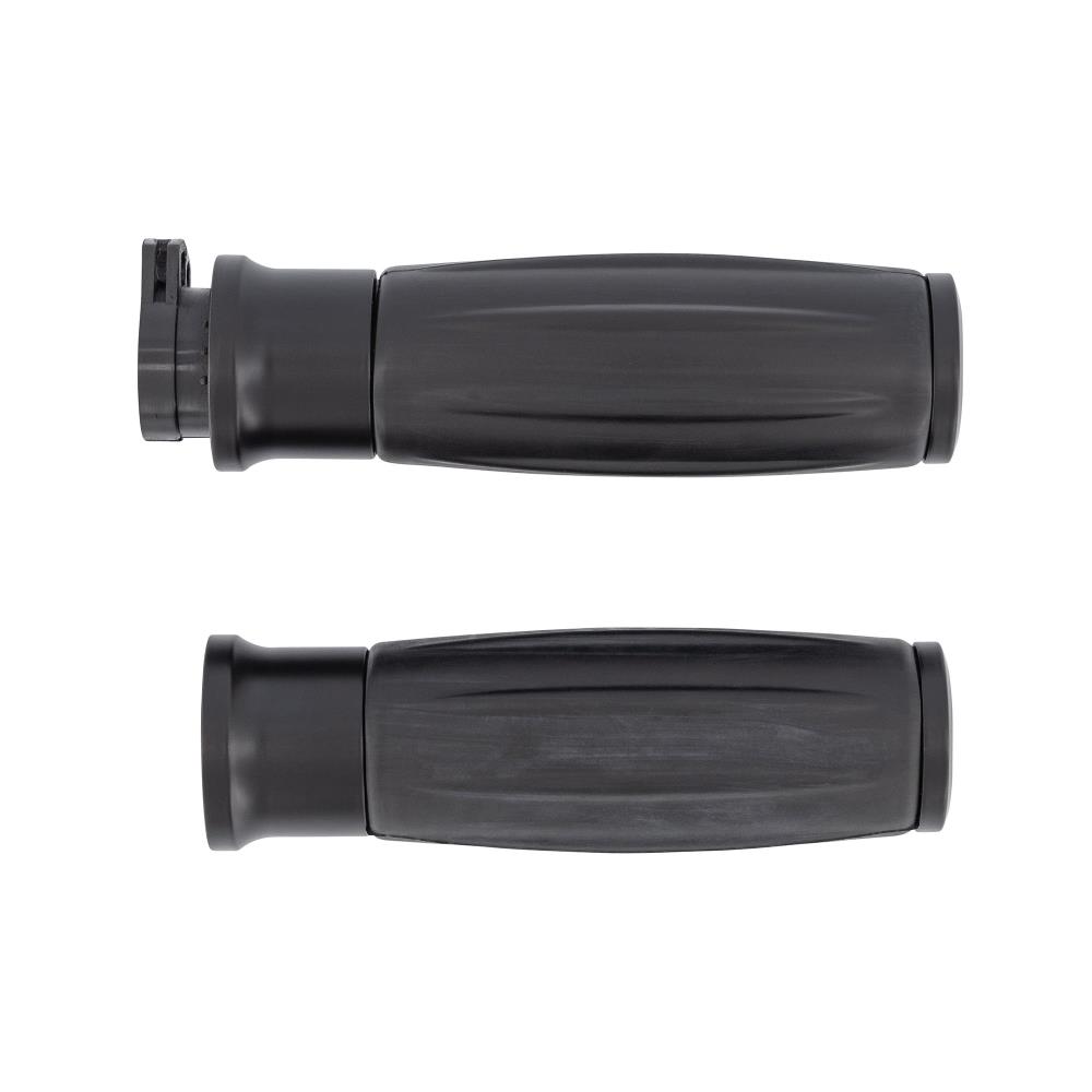 Cubremanetas Highway Hawk de color negro para manillares de 1" (25,40 mm) con soporte para el cable del acelerador - con extremos desmontables