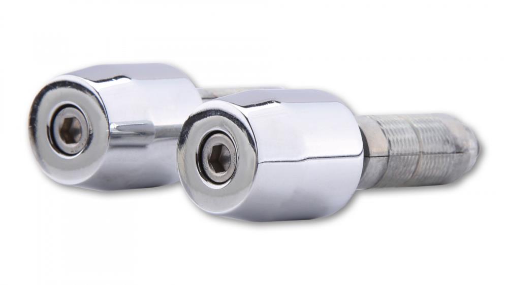 Contrapesos de manillar Highsider extremos de manillar cromados - universal con adaptador para diámetro interior de 11 a 24 mm(1 juego)