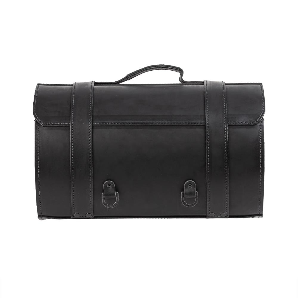 Ledrie valise moto "moyen" en cuir noir avec boucles L = 42cm P= 29cm H= 26cm 32 litres (1 pièce)