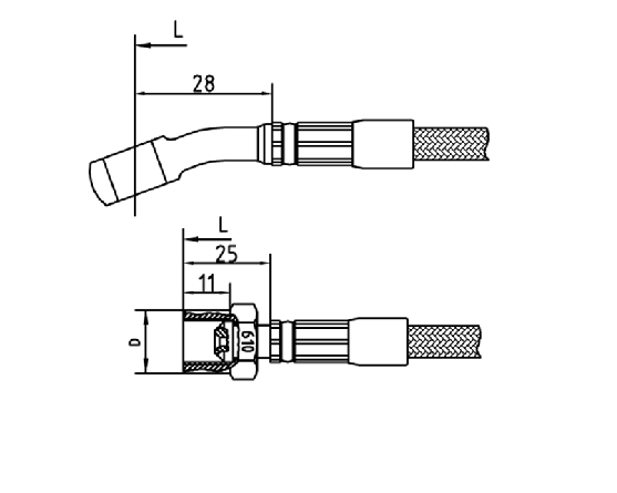 0700 mm Stahlflex / Öse 20° / M10x1 IG beweglich