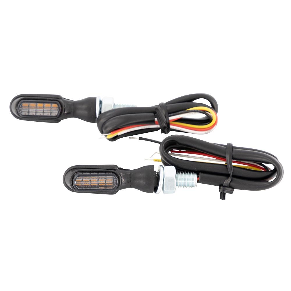 Highway Hawk LED Set de clignotants, feux arrière et feux stop "Heat" noir avec homologation E Filetage M8 12V2.2W (2 pièces)