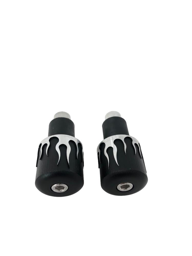 Highway Hawk handlebar bar ends dull black with flames for 25 mm (1'') handlebar (2 pieces)