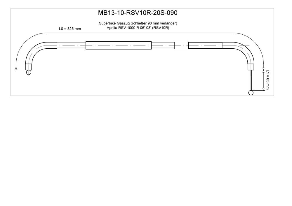 Burchard Excellence Superbike cable del acelerador B "más cerca" +9.0cm extendido negro Aprilia RVS 1000 R 06-08