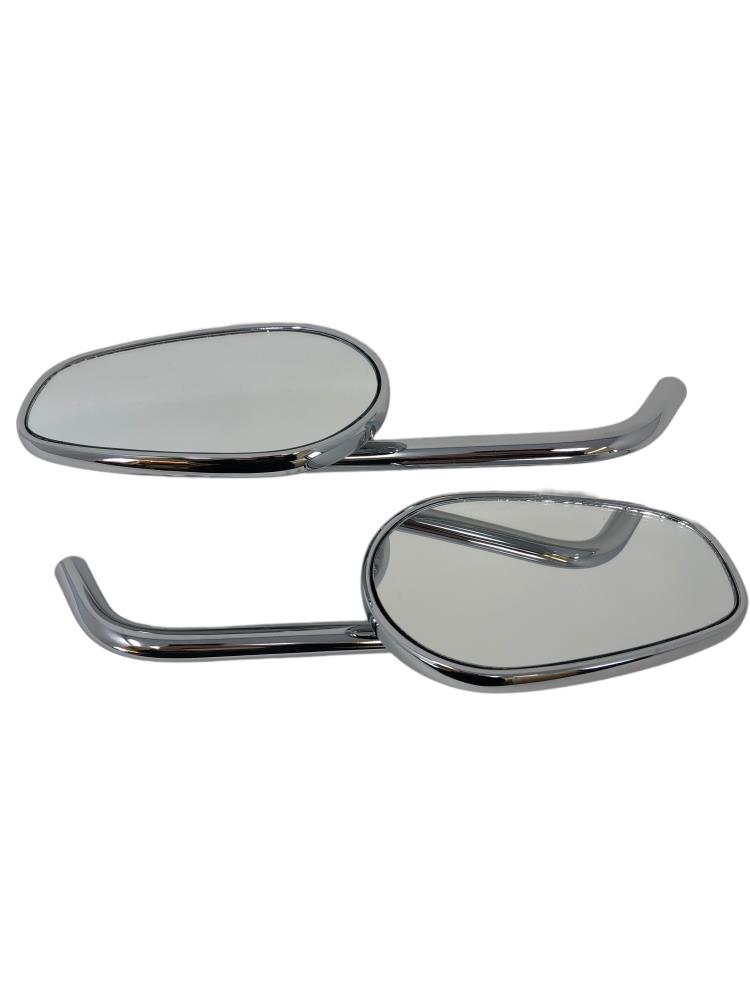 Highway Hawk Motorcycle Mirror Set "Classic" chrome with E-Mark , with M10x1,25mm and Yamaha adapter (1 Set)
