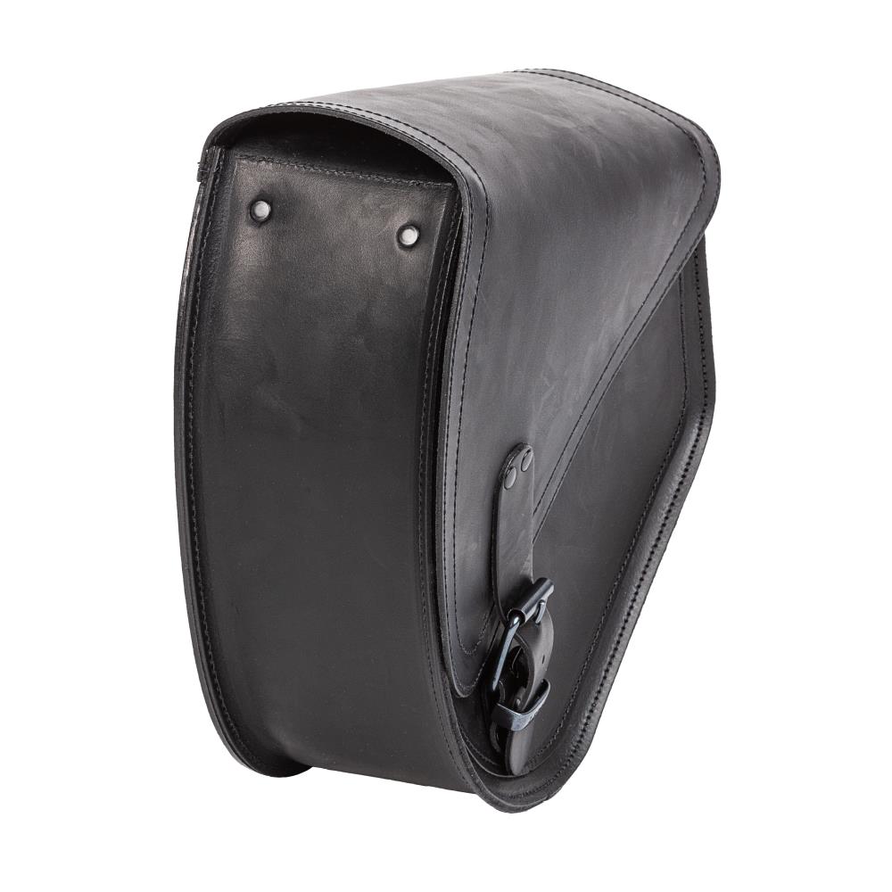 Sacoche de guidon Ledrie Round "gauche" en cuir noir l=34,5xp=14xh=37/20cm 9 litres pour les modèles Harley Davidson Softail à partir de 2018