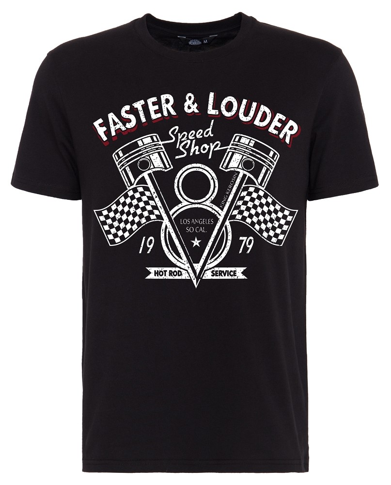 Men's T-Shirt "Faster & Louder" Black King Kerosin