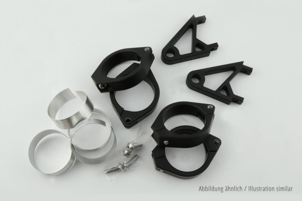 Juego portalámparas de aluminio CNC Highsider XS negro para 38-41mm de diámetro (1 juego)