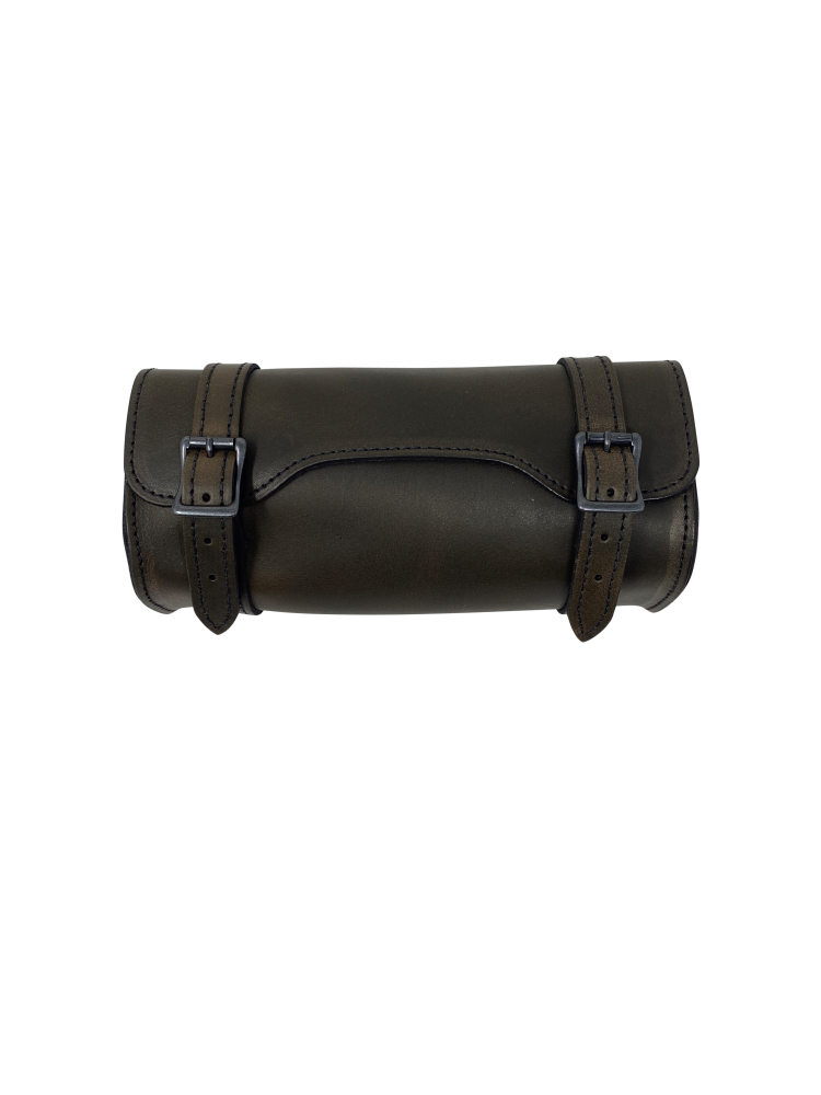 Sacoche à outils de moto Ledrie "Square" en cuir marron avec boucles L = 26cm P = 11cm H = 12cm 3 litres (1 pièce)
