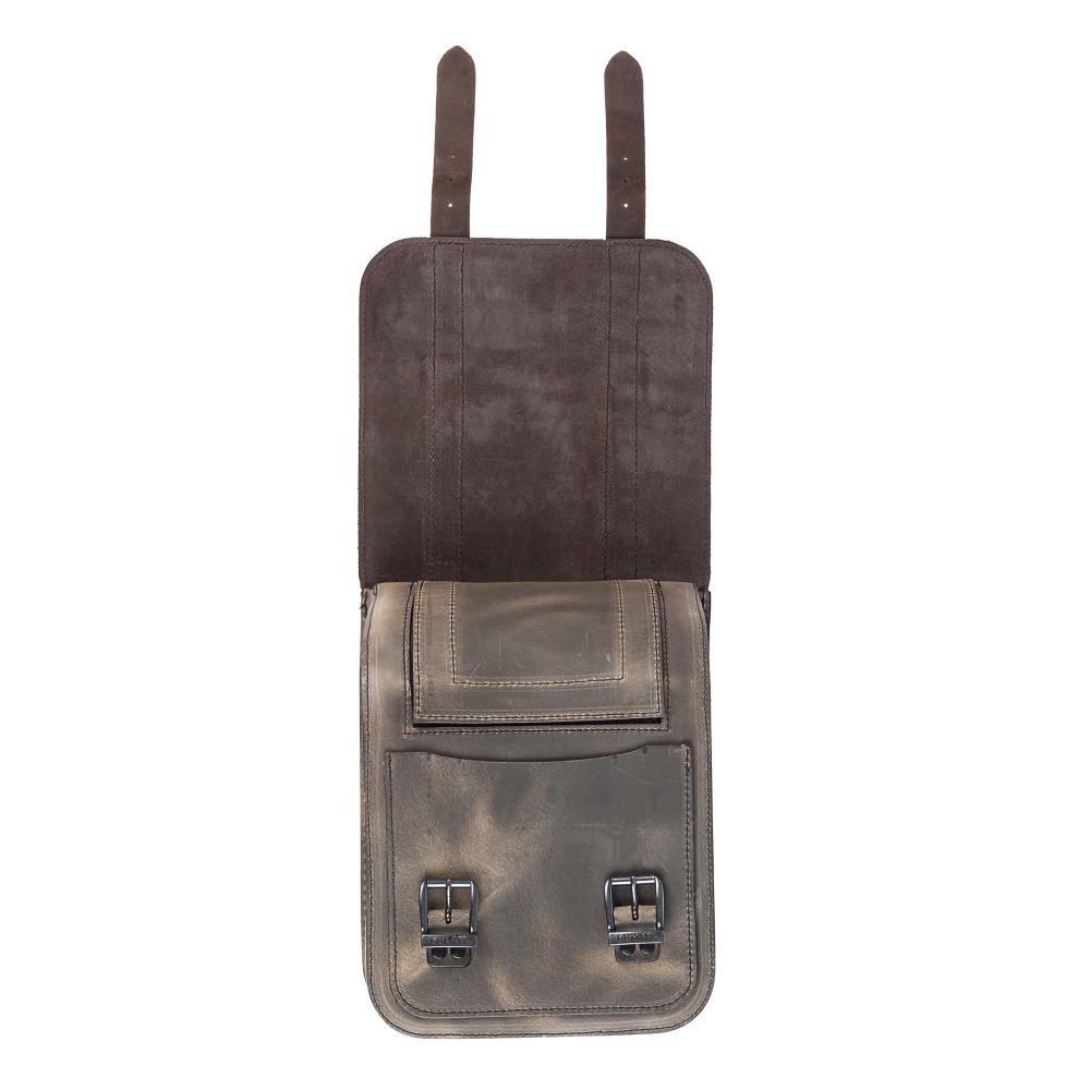 Ledrie swingarm bag "left" leather brown W=25xD=13xH=33cm 10 liters for Harley Davidson Softail till 2017 (1 piece)
