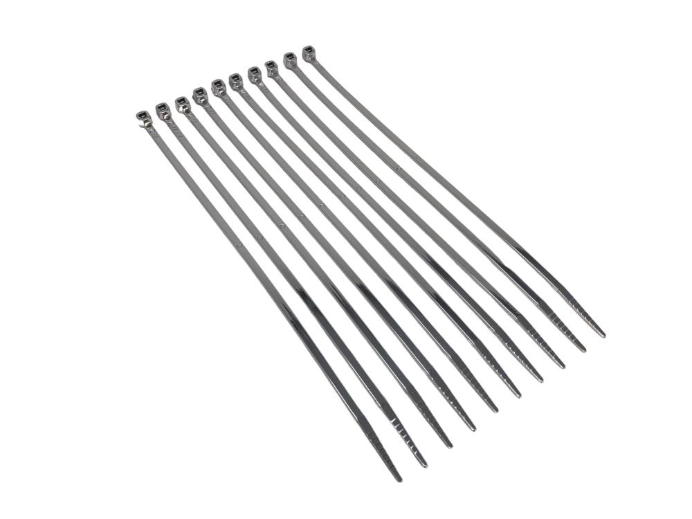 Highway Hawk chrome-plated plastic cable ties - 3.30 mm wide x 200 mm long (10 pieces)