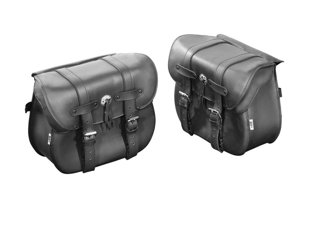 Highway Hawk Saddle Bag Set (2 pieces) "Dallas" in black real leather H = 30cm L = 39cm D = 15cm