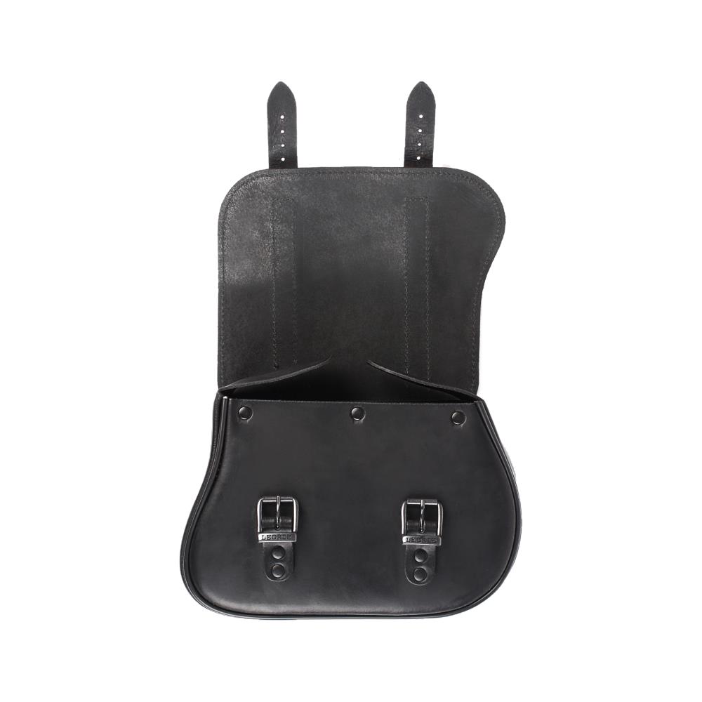 Sacoche de guidon Ledrie en cuir noir L=27x P=10x H=20 cm 5  litres pour modèles Harley Davidson V-Rod (1 pièce)