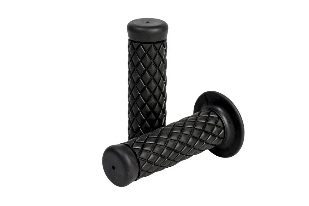 Highway Hawk Handgrips "Cafe Style Black" for 7/8" (22 mm) handlebars without throttle assembly - without removable end-caps