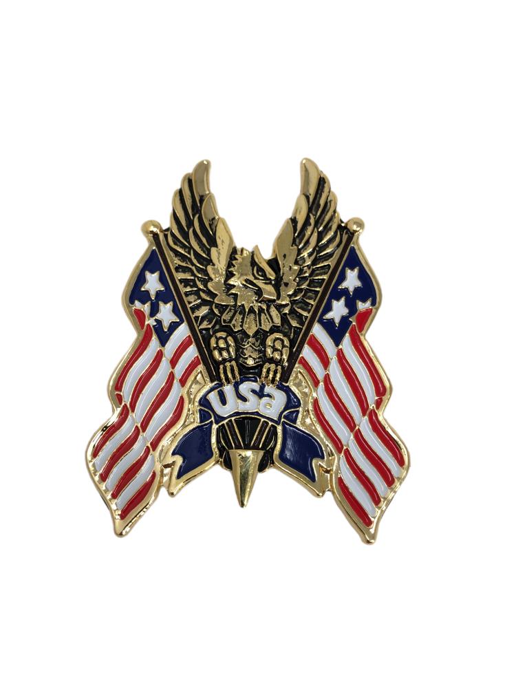 Highway Hawk emblème "Eagle USA flag" en or 9 cm de large à coller