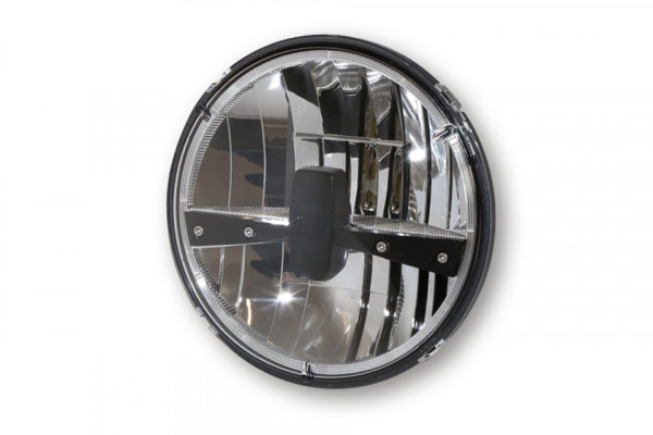 Highway Hawk HIGHSIDER LED main headlight insert TYPE 3, round, black trim, 7 inch - high beam, low beam and parking light function (1 pc.)
