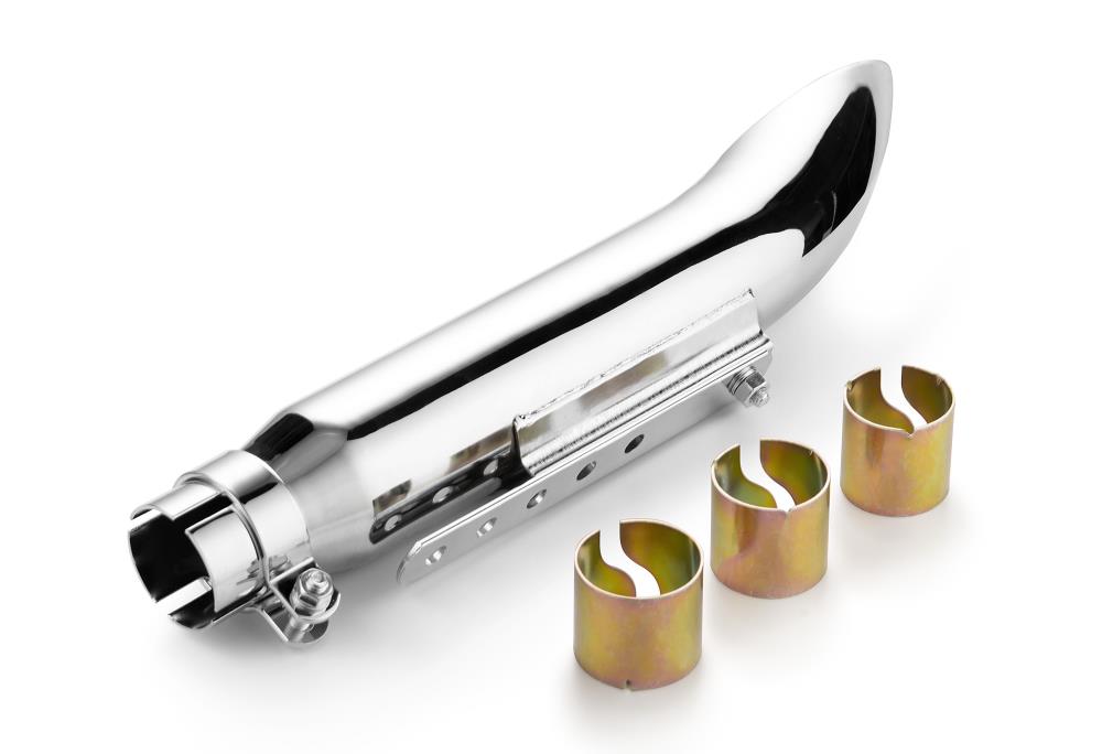 Highway Hawk Exhaust tailpipe muffler "turnout" chrome fits d=38 mm up to d= 45 mm - length 400mm