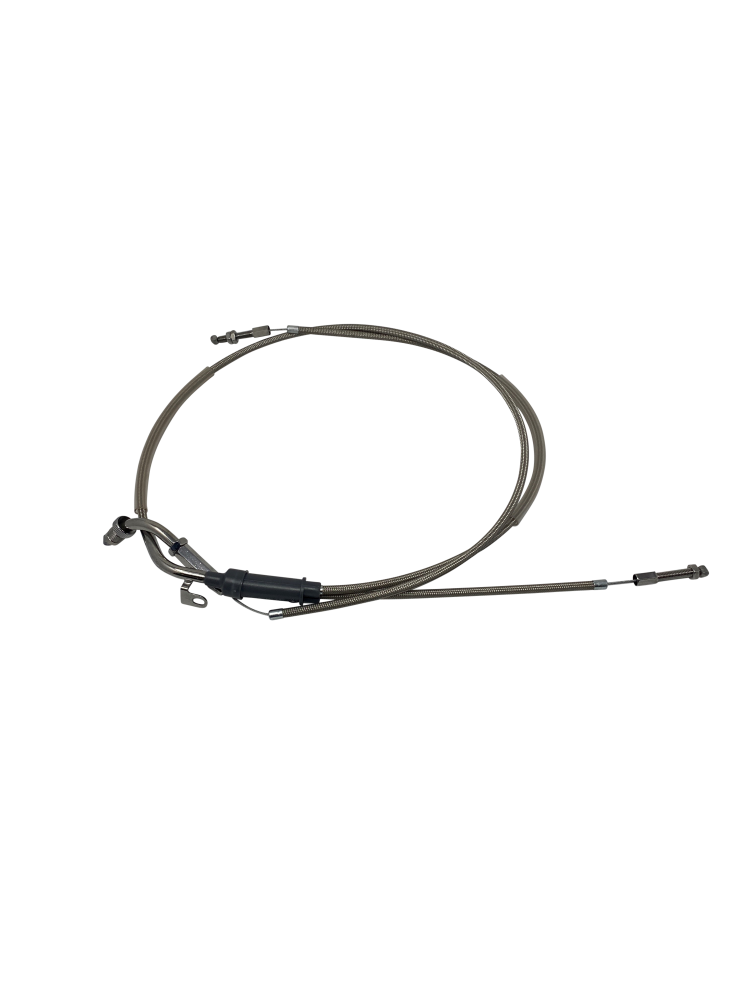 Highway Hawk Throttle cable steel braided + 25 cm Suzuki VS 1400 Intruder - With knurled nut on throttle cable