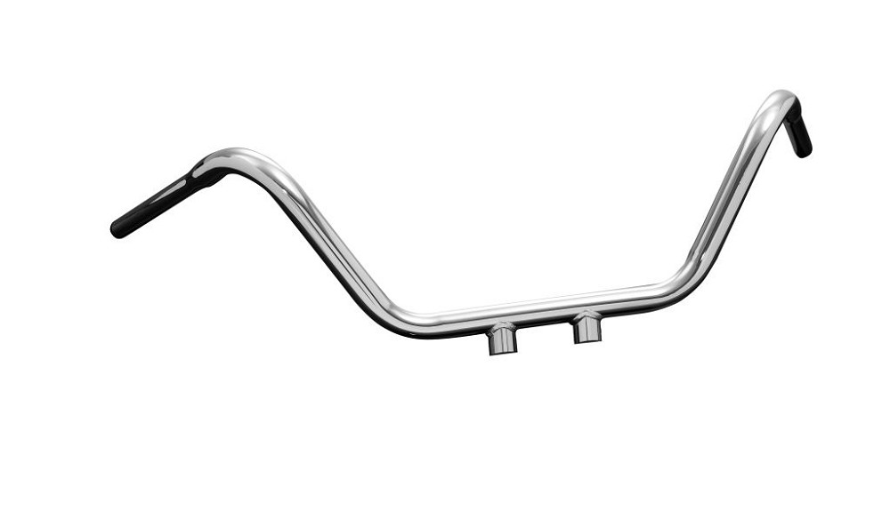 Highway Hawk Handlebar "Solid Custom" 940 mm wide 270 mm high for Harley Davidson models with 89 mm clamping width with 3 hole bore chrome TÜV