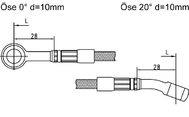 0400 mm Stahlflex / Öse 0° / Öse 20°