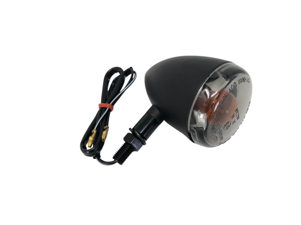 Highway Hawk Turn signal "HD-Style" black E-mark 12V21W White lens/ Amber bulb M8 mounting (1 Pc)