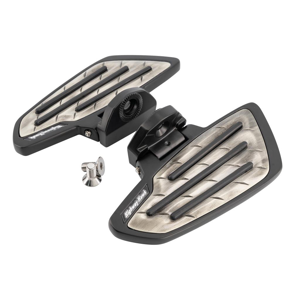 Highway Hawk Footboards Pillion "New Tech Glide Metal" black for Honda VT 750 ACE C2 avec ABE (autorisation générale d'exploitation)