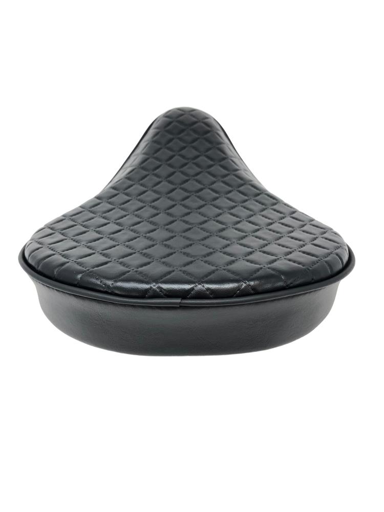 Highway Hawk Motorcycle solo seat universal "Bobber Style" synthetic leather black with stitch pattern length 320 mm width 250 mm