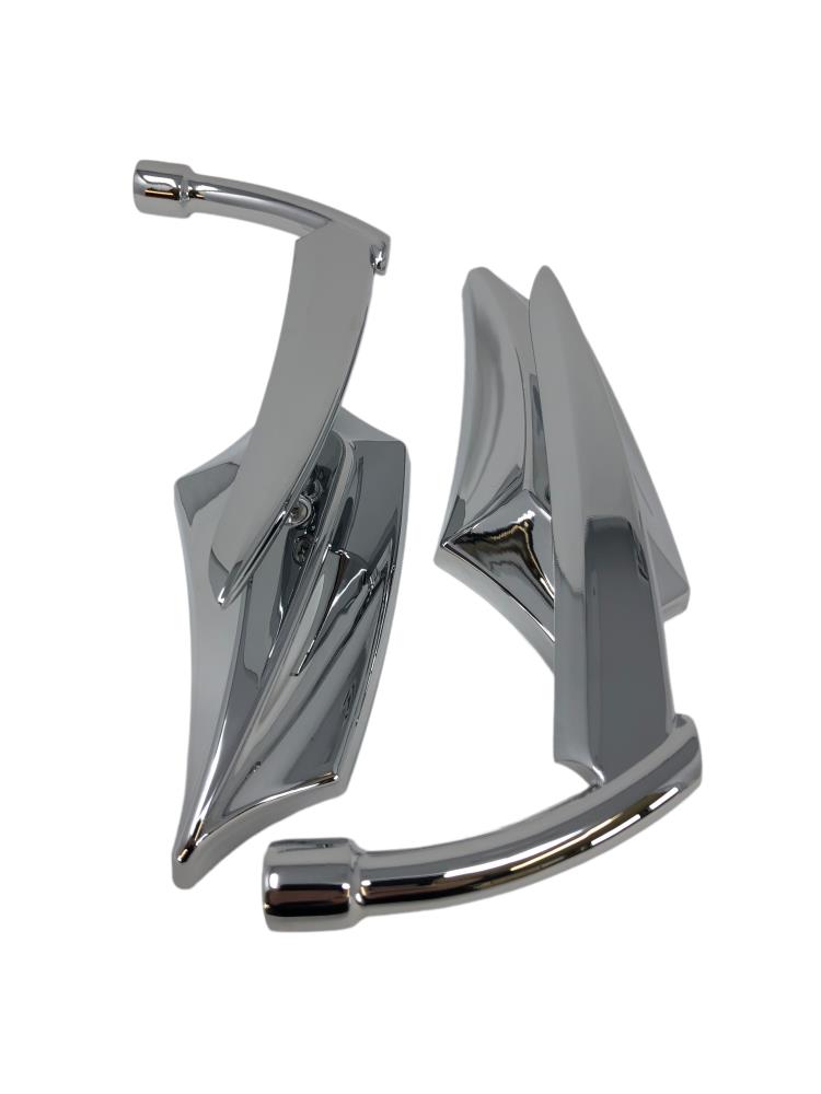 Highway Hawk motorcycle mirror set "Razor" in chrome,M10x1,25 with Yamaha adapter (2 pieces)