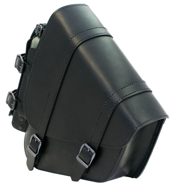 Ledrie swingarm bag "left" with bottleholder leather black W=26xD=10xH=35/15cm 6,5 liters for Harley Davidson Softail models from 2018 - UP