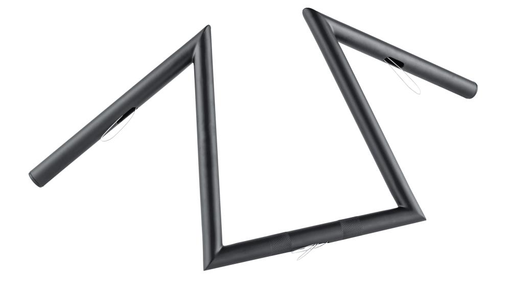 Highway Hawk handlebars "Z-Bar Extreme" 630 mm wide 300 mm high for "1" (25.4 mm) clamping with 3-hole drilling black matt TÜV