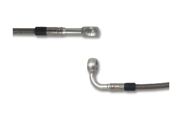Steelbreaded Brake line or Clutch line with 0° eyelet and 90° eyelet with TÜV