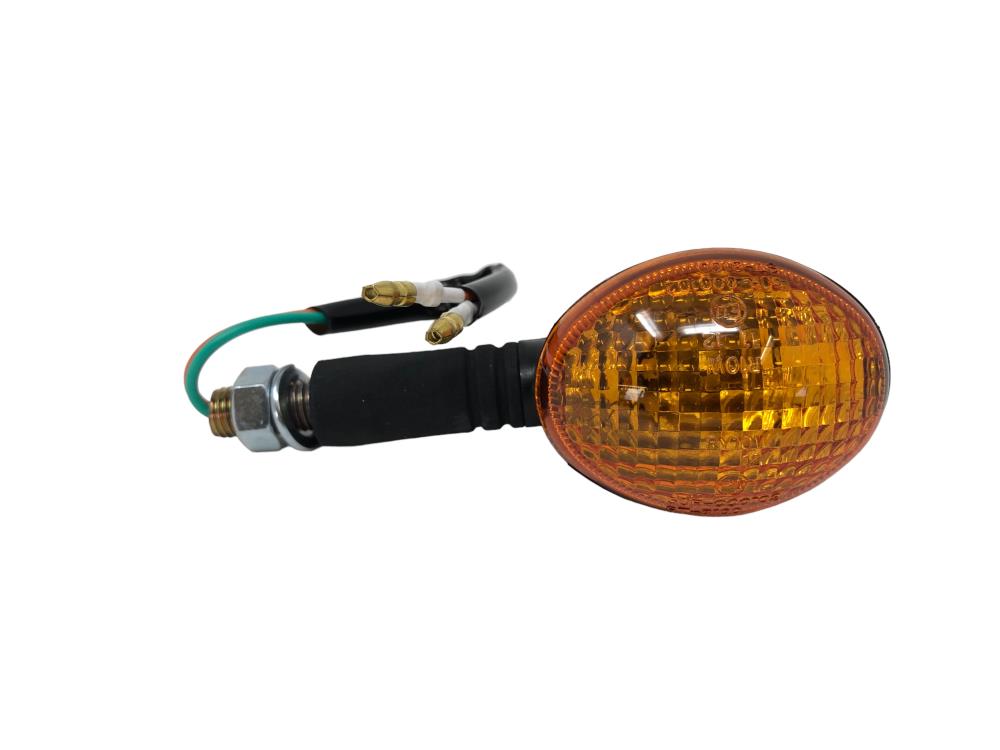 Highway Hawk Turn signal "Large Cateye" in black with Amber lens and E-Mark / M10 mounting 12V10W (1 Pc)