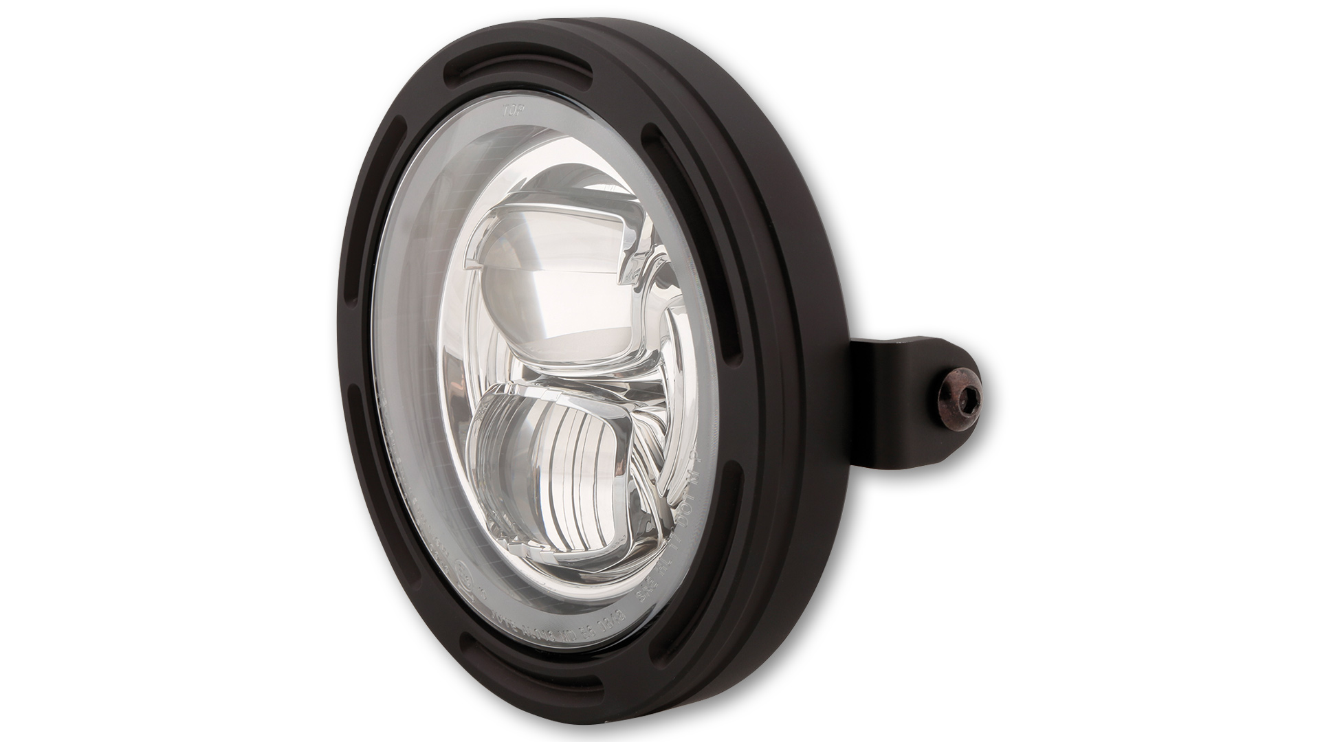 5 3/4 pulgadas Faro principal LED FRAME-R2 TIPO 7 con anillo de luz de estacionamiento, redondo, negro. Disponible con montaje lateral e inferior, homologado E- Montaje SIN carcasa, ahí va una luz. -Cada centímetro cuenta para colocar el
