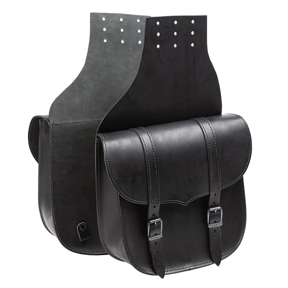 Ledrie saddle bag "Throw over" leather black with buckles W = 29cm D= 11cm H= 30cm 9.5 liters (1 set)