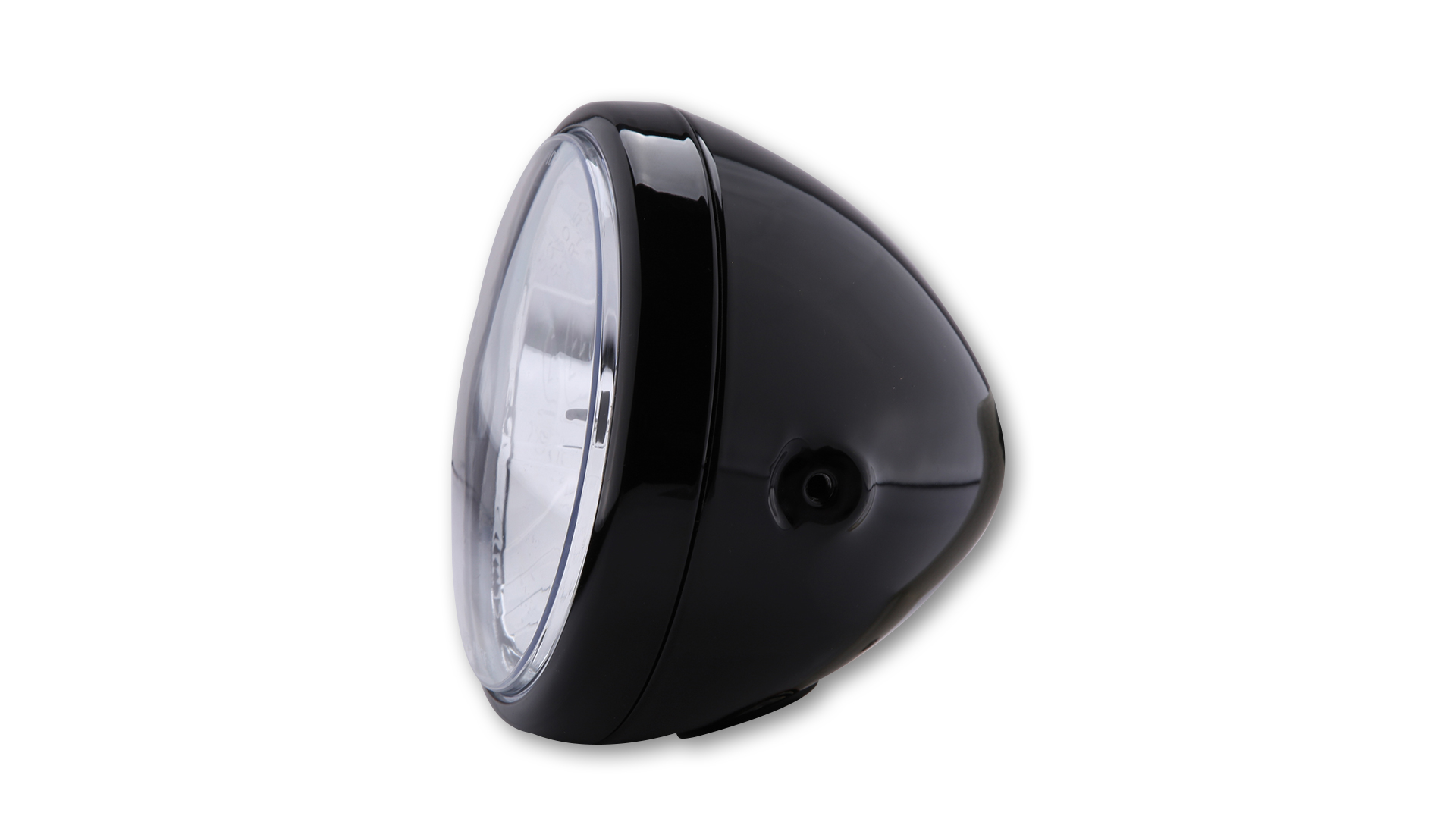 SHIN YO 7 inch headlight RENO, metal housing, clear glass (prismatic reflector), round, side mounting, E-approved