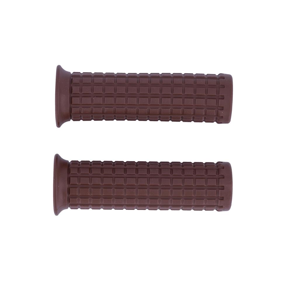 Highway Hawk Handgrips "Tuck N Roll Brown" for 1" (25,40 mm) handlebars without throttle assembly - without removable end-caps